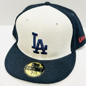 New Era Los Angeles Dodgers Thermal Front 59FIFTY Fitted Hat Cap 7 3/4 Blue MLB‎